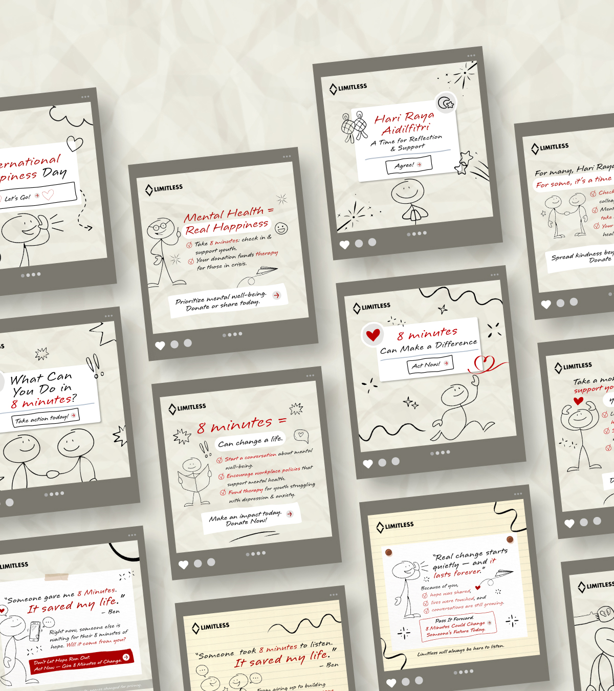 Campaign design highlighting the 8 minutes campaign