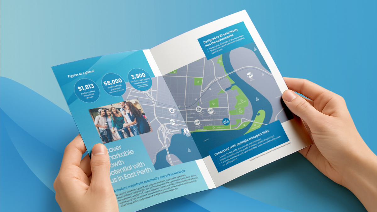 Brochure spread showing property maps.