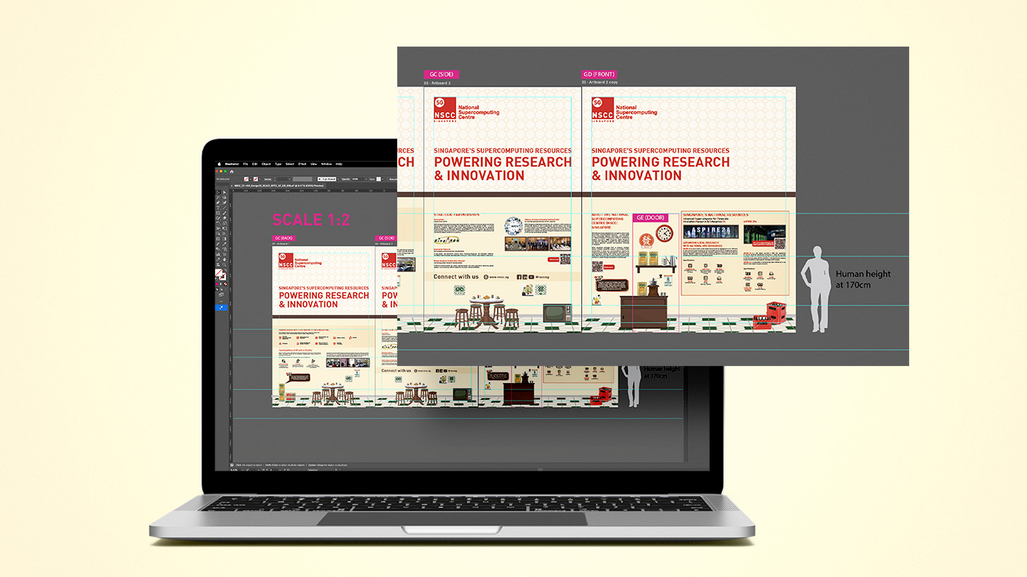 NSCC Kopitiam exhibition booth design on digital scene